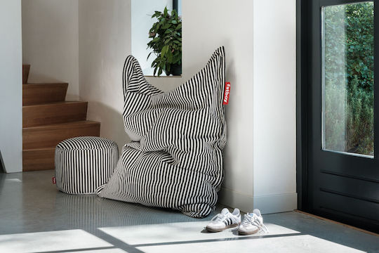 Πουφ Hocker Point Terry Black Creme 50x50x35cm