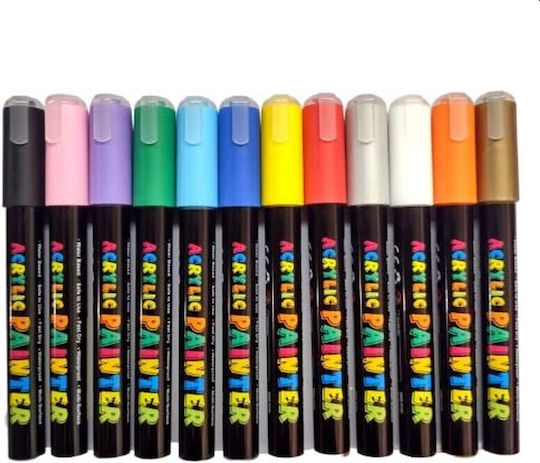 Acrylic Markers Multicolour 12pcs