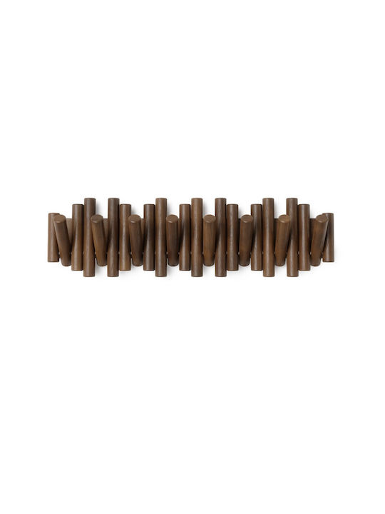 Umbra Wall Hanger Picket Wooden 8 Hooks Brown 61x4x17cm