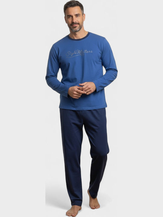 Ανδρική Βαμβακερή Πιτζάμα Interlock Collection Style Matters Royal Blue Cl2671-2-ραφ Ανδρική Βαμβακερή Πιτζάμα Interlock Collection Style Matters Royal Blue Cl2671-2-ραφ