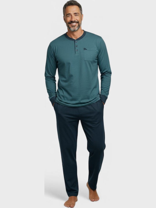 Ανδρική Βαμβακερή Πιτζάμα Interlock Collection Basic Olive Green Cl2672-2-πράσινο Ανδρική Βαμβακερή Πιτζάμα Interlock Collection Basic Olive Green Cl2672-2-πράσινο