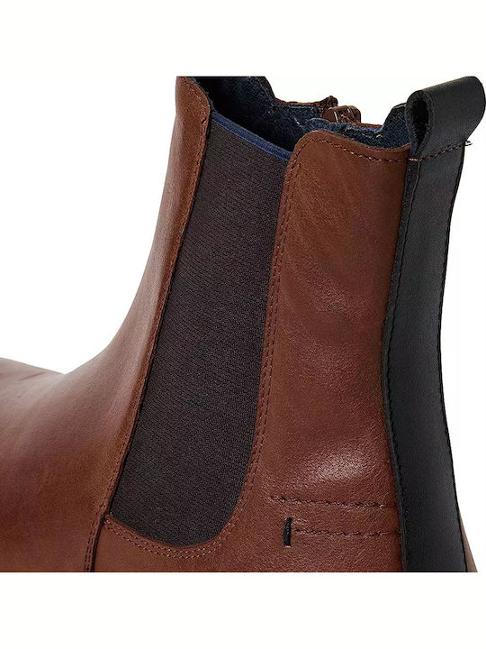 Leather Tabac Brown Men's Boots with Zipper