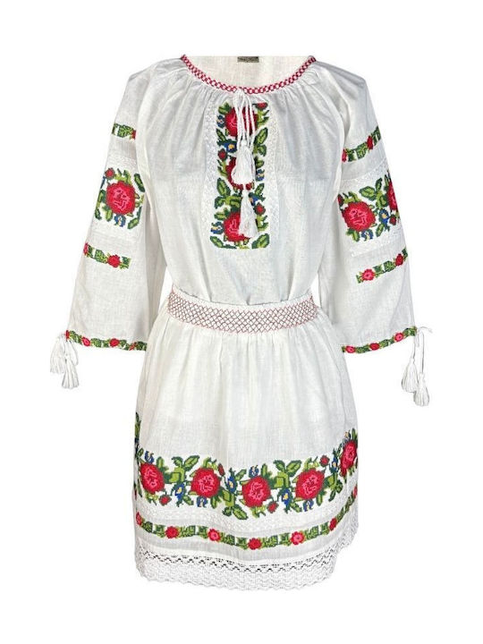 Rochie Costum Fete Stil Cpc Alb Roz