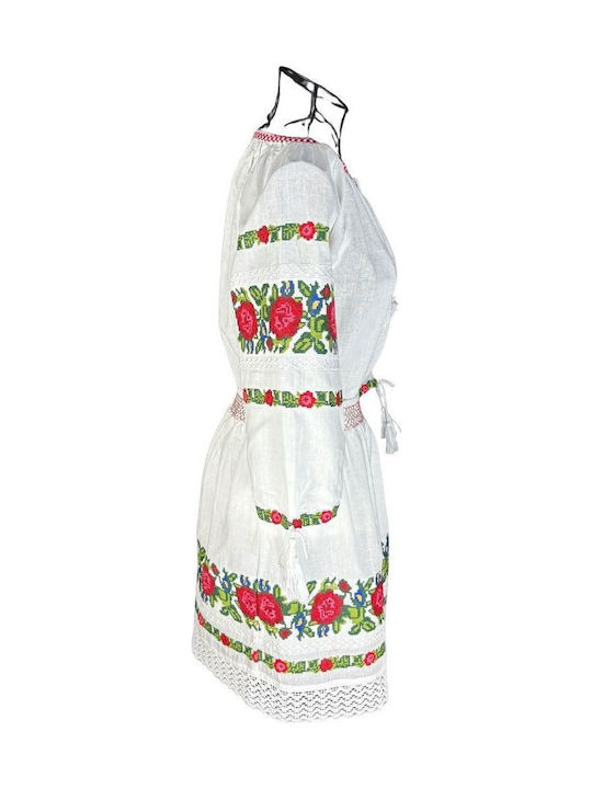 Rochie Costum Fete Stil Cpc Alb Roz