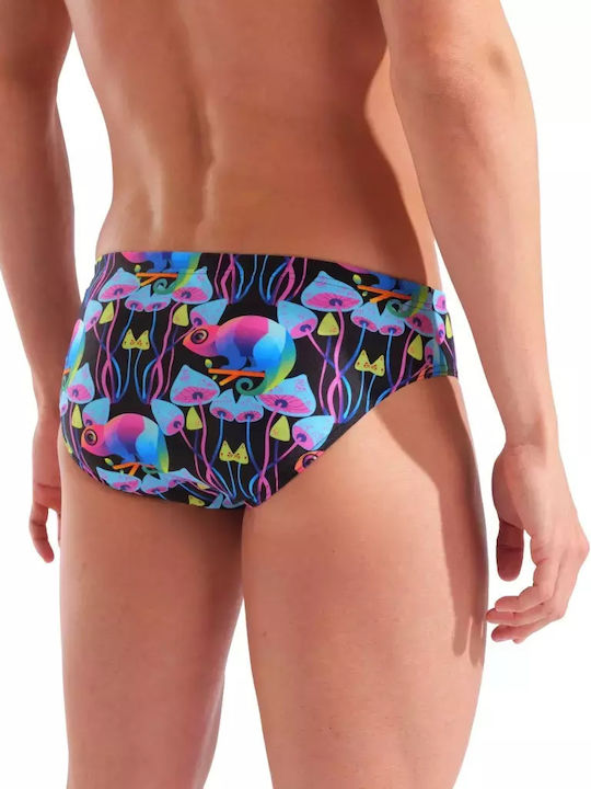Men's Swimwear Slip Black with Patterns