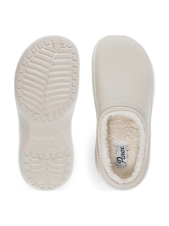 Parex Women’s Clogs with Fur Beige