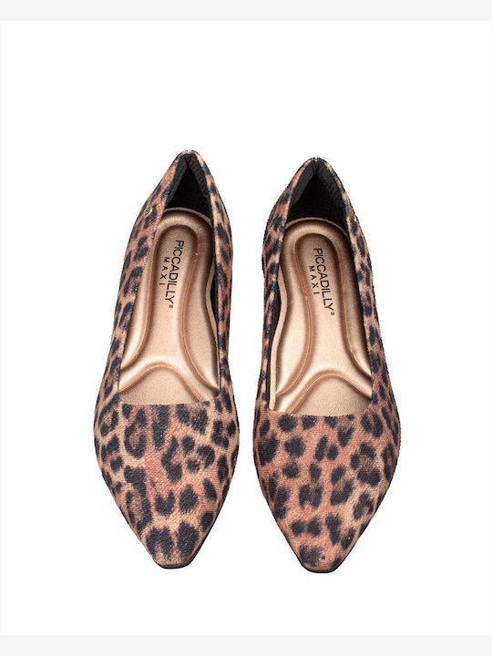 Damen Ballerinas Tierdruck Braun