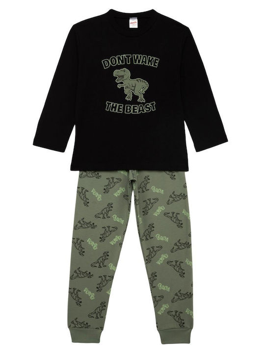 Minerva Kids Winter Pajama Black Roar Roar