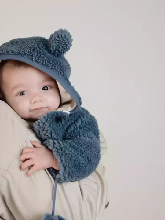 Παιδική Ζακέτα Βαμβακερή με Κουκούλα Stone Blue Teddy
