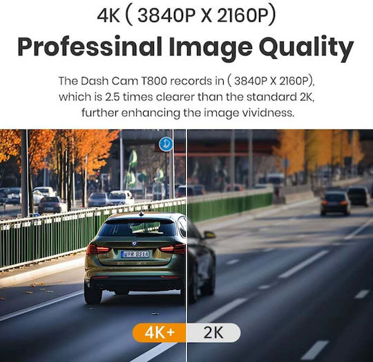 Imou Dash Camera T800 4K Ultra HD Ultra-Wide Night Vision 360° 24/7 Parking Monitoring Black LC-CDR8411-W-T800