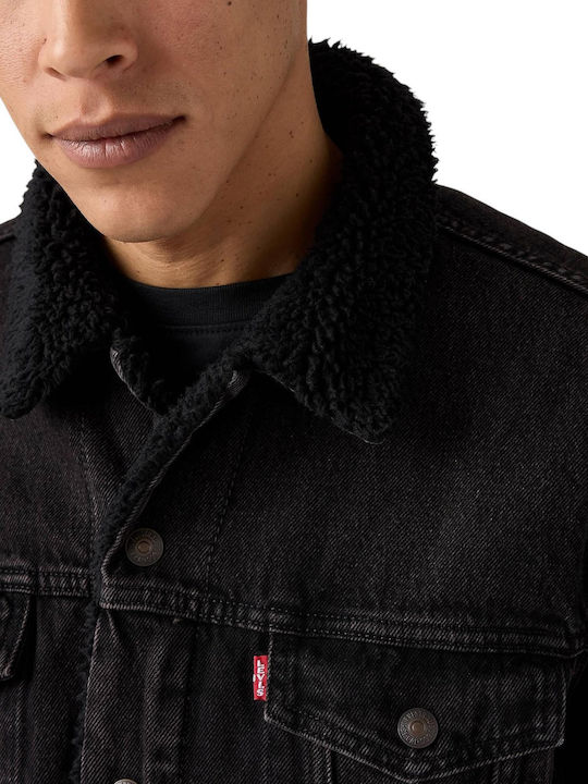Type 3 Sherpa Trucker Деним Яке Черно