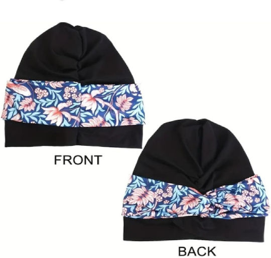 Women's Soft Fabric Hair Turban Blue Flowers Beauty