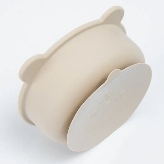 Feeding Set made of Silicone with Non-Slip Base Beige 5pcs