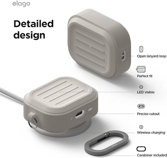 Elago Armor Hang Case Case Silicone in Gray color for Apple AirPods Pro 3