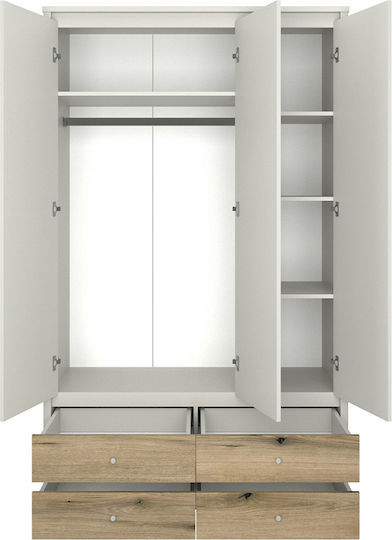 Karin Τρίφυλλη Ντουλάπα με Καθρέπτη 127x50.5x210.5cm