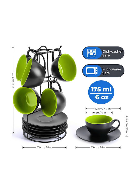 Miamio Set Căni Cappuccino De ceramică Verzi 175ml 6buc