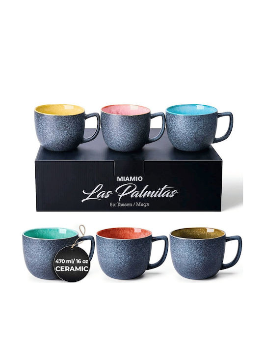 Miamio Set Căni Maro De ceramică Multicolore 470ml 6buc