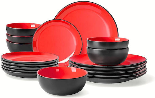 Miamio Le Papillon Collection Red Ceramic Dinnerware Set 18pcs