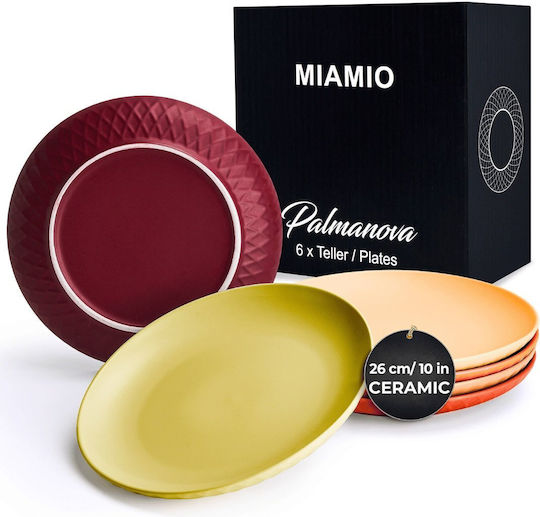 Miamio Palmanova Collection Σερβίτσιο Πιάτων Κεραμικό Πολύχρωμο 6τμχ