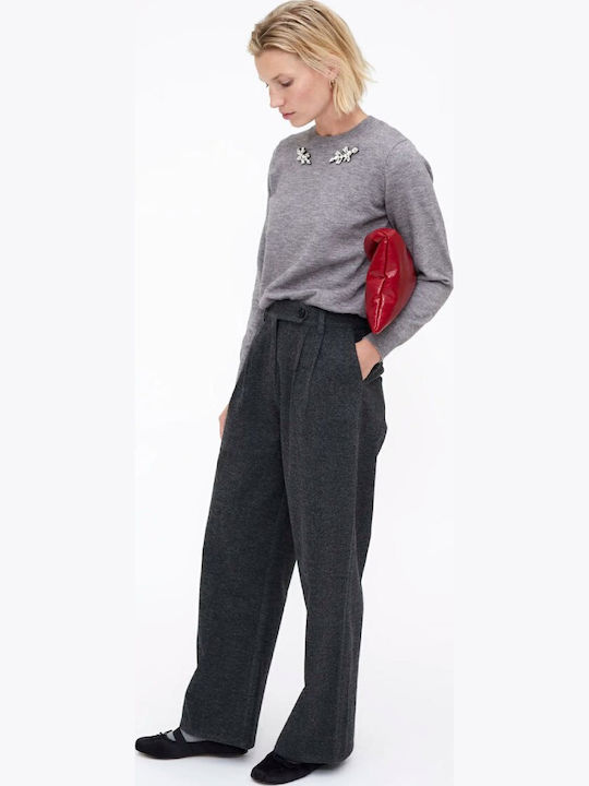 Women's Fabric Trousers Straight Line Gray