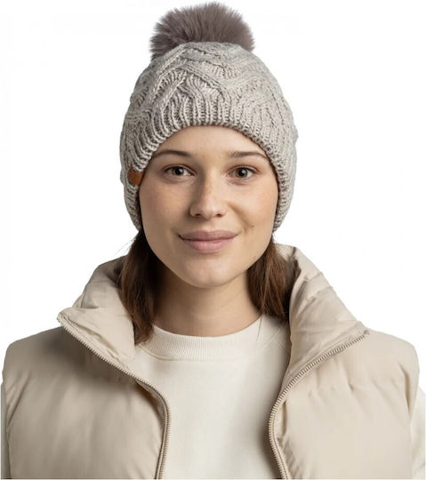Caryn Beanie Fleece Beanie Knitted in Beige color