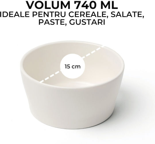 Miamio Bol de Servire Rotund Ceramică Alb cu Diametru 15buc 4buc