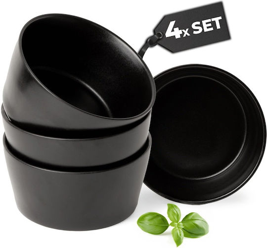 Miamio Bol de Servire Rotund Ceramică Negru cu Diametru 15buc 4buc