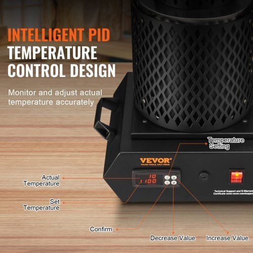 Vevor Gold Melting Furnace 1350w Maximum Temperature 1150°c Digital Electric Melting Furnace Ceramic Crucibles 1 Kg 3 Kg Crucible Tongs Gloves Gold Silver Aluminum Copper