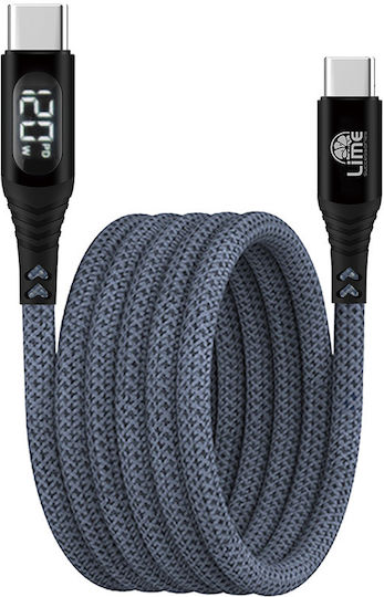 Lime Magnetic Braided LED USB 2.0 Cable USB-C Male - USB-C 120W PD Green 1.2m