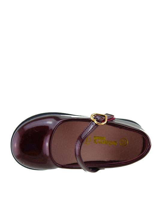 Kids Patent Leather Ballerinas with Adjustable Metal Clasp Burgundy