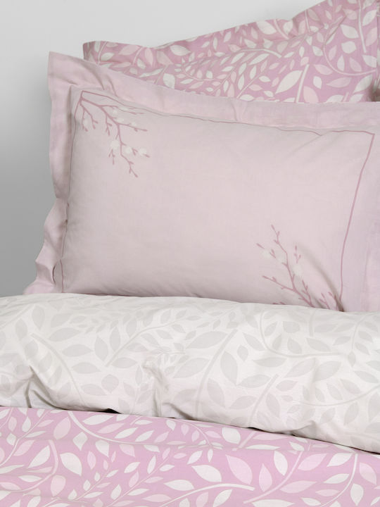 Nima Sheet Sets Queen with Elastic 160x200+32cm. Frozen Pink, Grey 4pcs