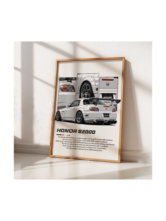 Poster Honda S2000 Cr035 30cm X 40cm Λευκό Ξύλινο Κάδρο
