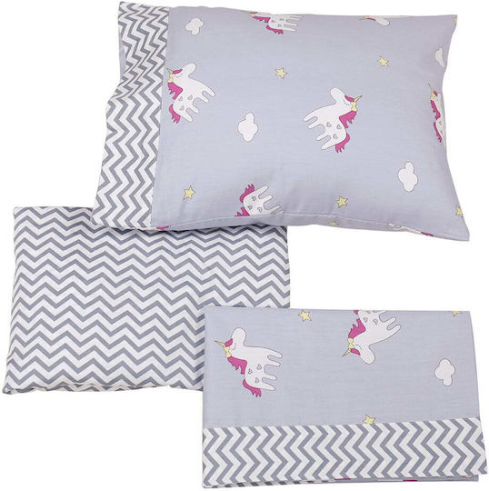 Beauty Home Комплект Бебешки Чаршафи За Количка Памучни с Ластик Сив 120x160бр
