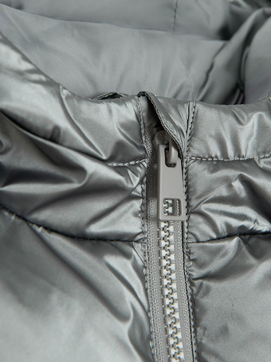 Kids' Quilted Jacket with Hood Gray