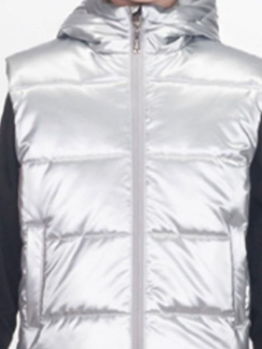 Kids' Quilted Jacket Sleeveless Silver
