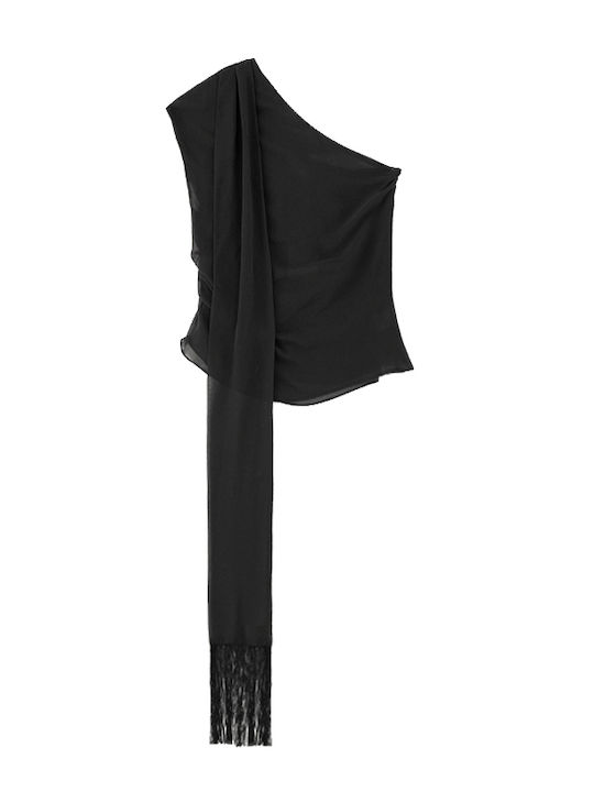Γυναικεία Μπλούζα με έναν Ώμο Μαυρο (black)