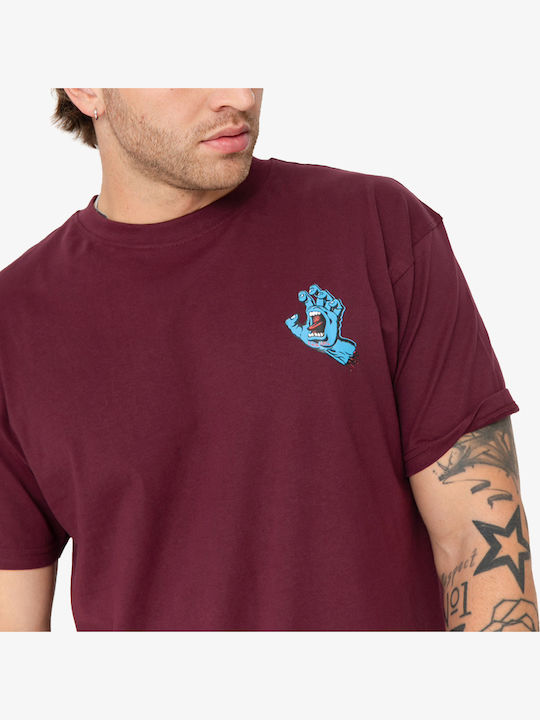 Screaming Hand Chest T-shirt Dark Cherry