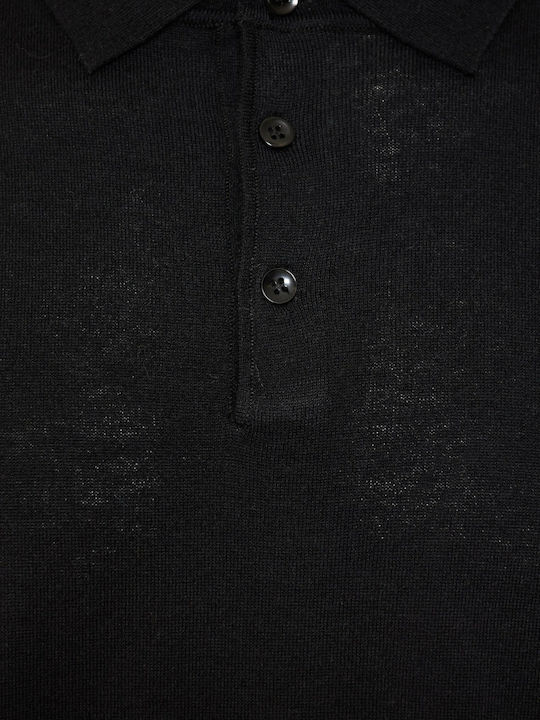 Polo Langarmbluse Schwarz