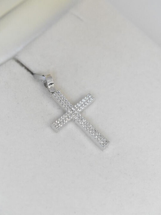 Damen Weißgold Kreuz 14K mit Kette