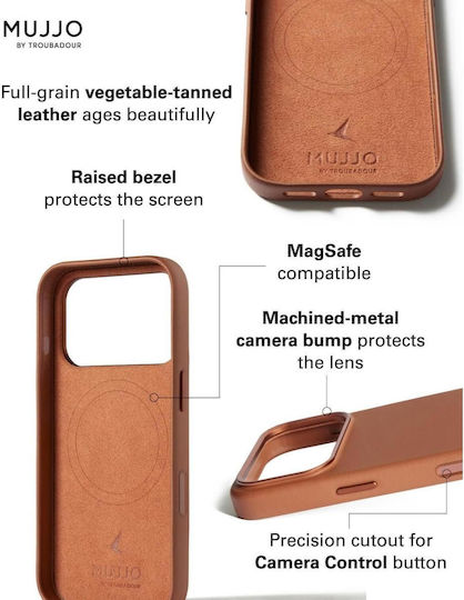 Mujjo Full Back Cover Δερμάτινο 1mm Καφέ (iPhone 17 Pro)