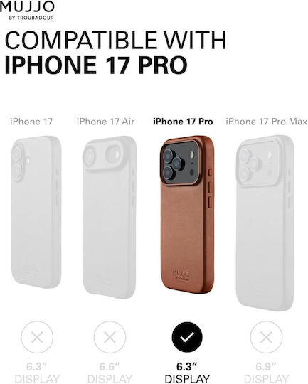 Mujjo Full Back Cover Δερμάτινο 1mm Καφέ (iPhone 17 Pro)