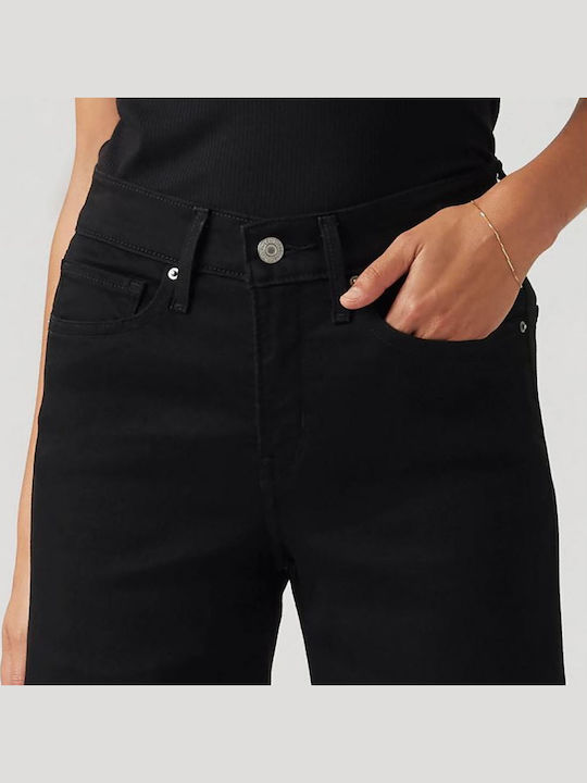 318 Shaping Women's Jean Pants Mid Rise In Wide Leg Style Black