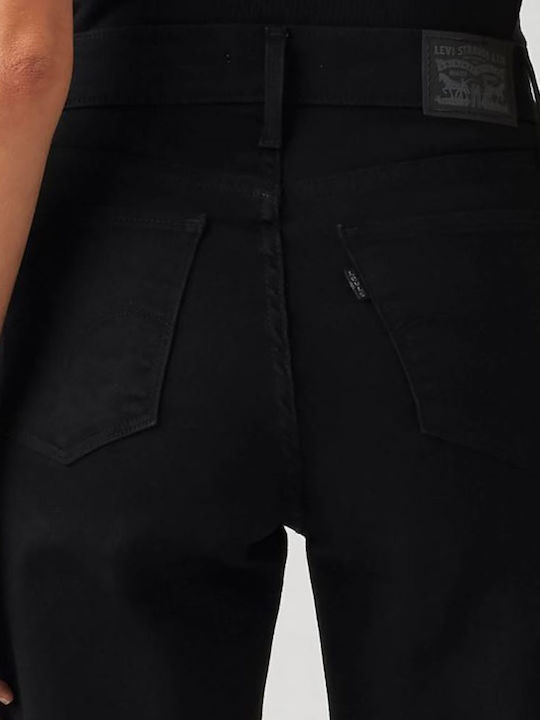 318 Shaping Women's Jean Pants Mid Rise In Wide Leg Style Black