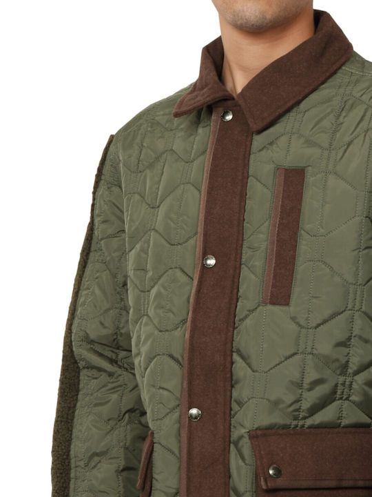 Geacă Puffer Verde Olive, Maro