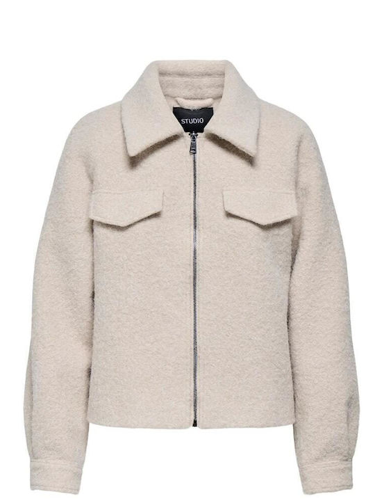 Women's Long Lifestyle Jacket for Winter Beige
