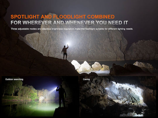 Fenix Pro Rechargeable Flashlight LED IP68 with Maximum Brightness 10000lm LR35R PRO Black