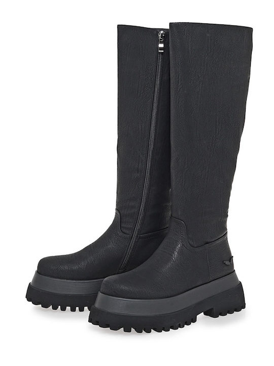 Medium Heel Women's Boots with Zipper Black