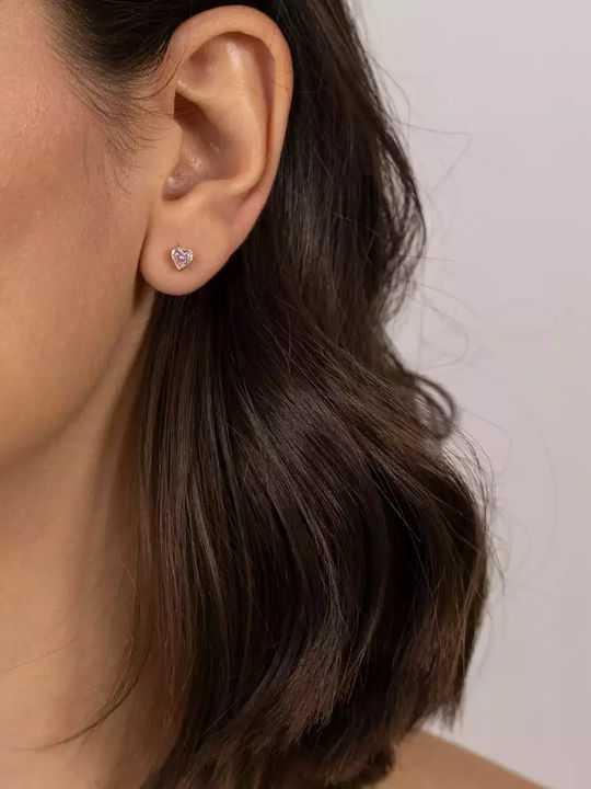 Kids Earrings Studs Hearts from Gold 14K