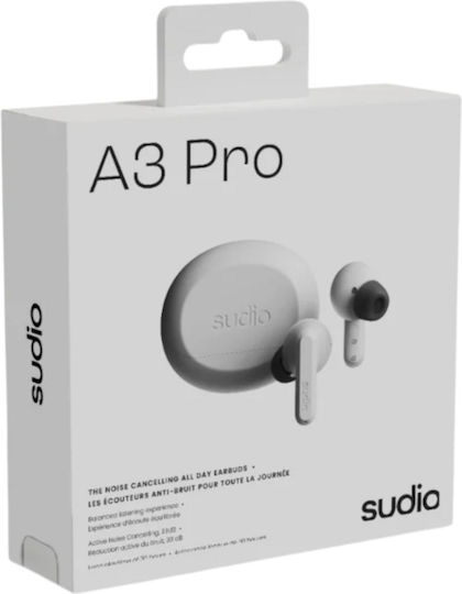Sudio A3 Pro In-ear Bluetooth Handsfree Earphones with Sweat Resistance and Charging Case White