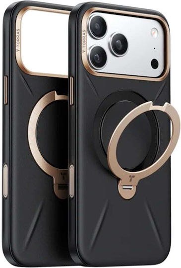 Torras QPRO Umschlag Rückseite Leder Schwarz (iPhone 17 Pro Max)